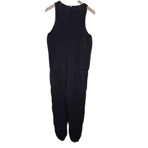 Theory Silk Jumpsuit‎ Women's Medium Sleeveless Drawstring Sheer Black